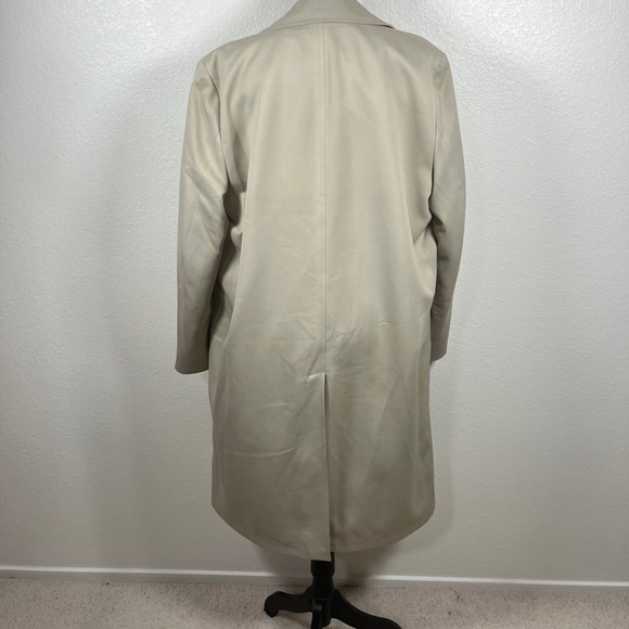 Vintage London Fog Mens Tan Trench Coat Zip Out Faux Fur Liner 38 Reg Beige - Picture 13 of 15